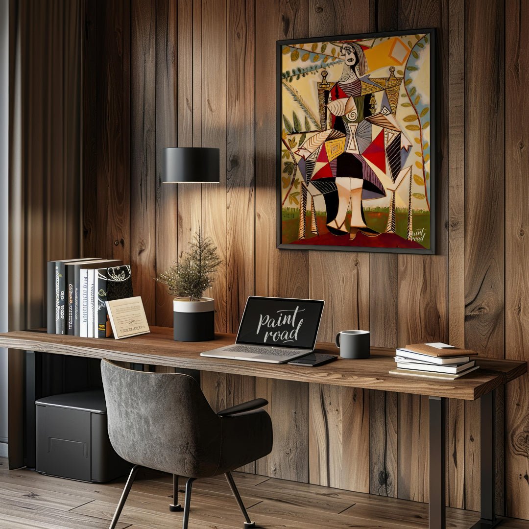 Seated Woman (in Garden) Painting available online at Paintroad showing 1930s abstract art and abstract portrait