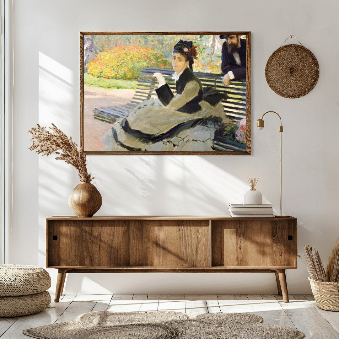 Immerse yourself in the tranquility of a serene garden scene, where delicate brushstrokes capture a for Sitting Area