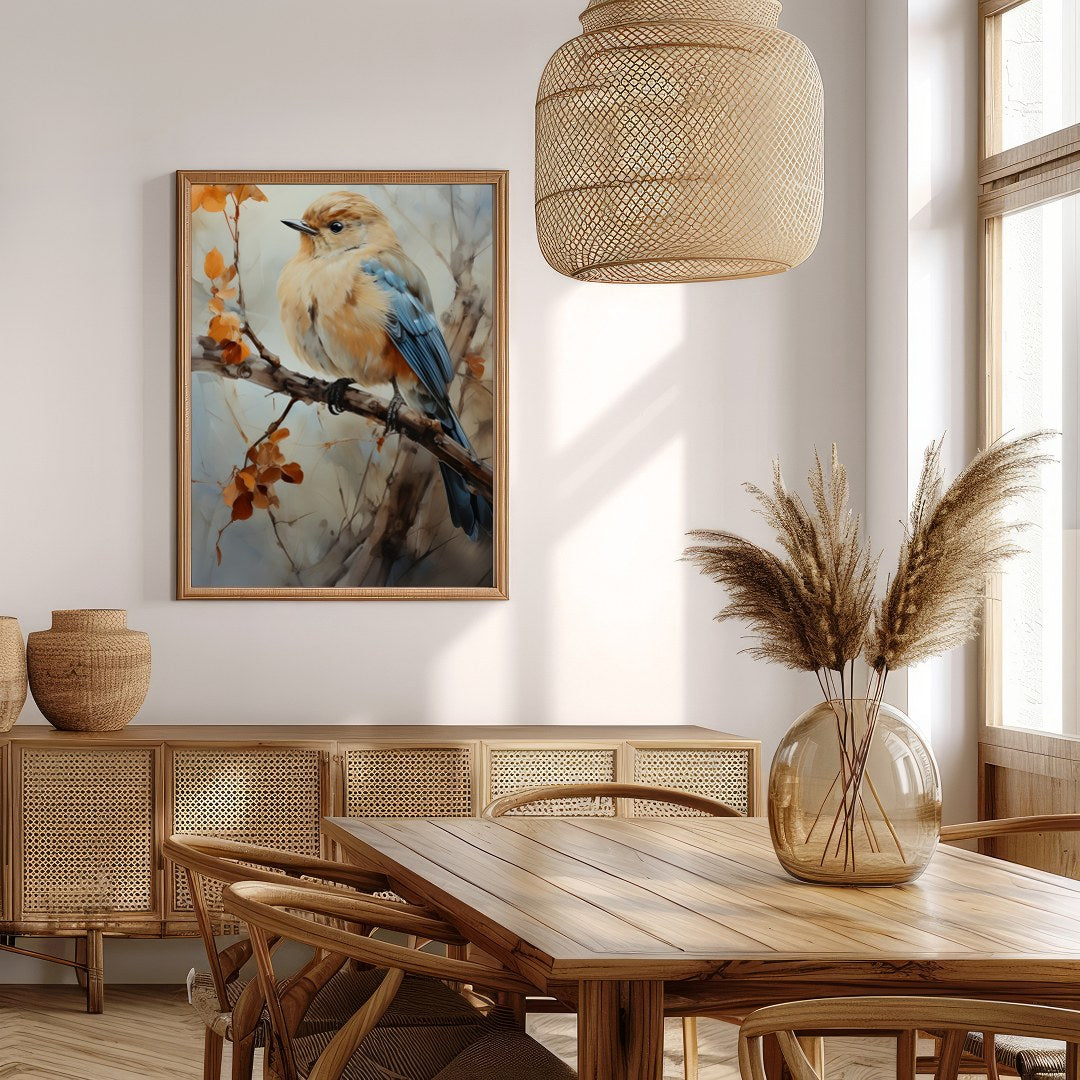 Capture the essence of nature with this exquisite artwork featuring a delicate bird perched amid for Extra Kitchen