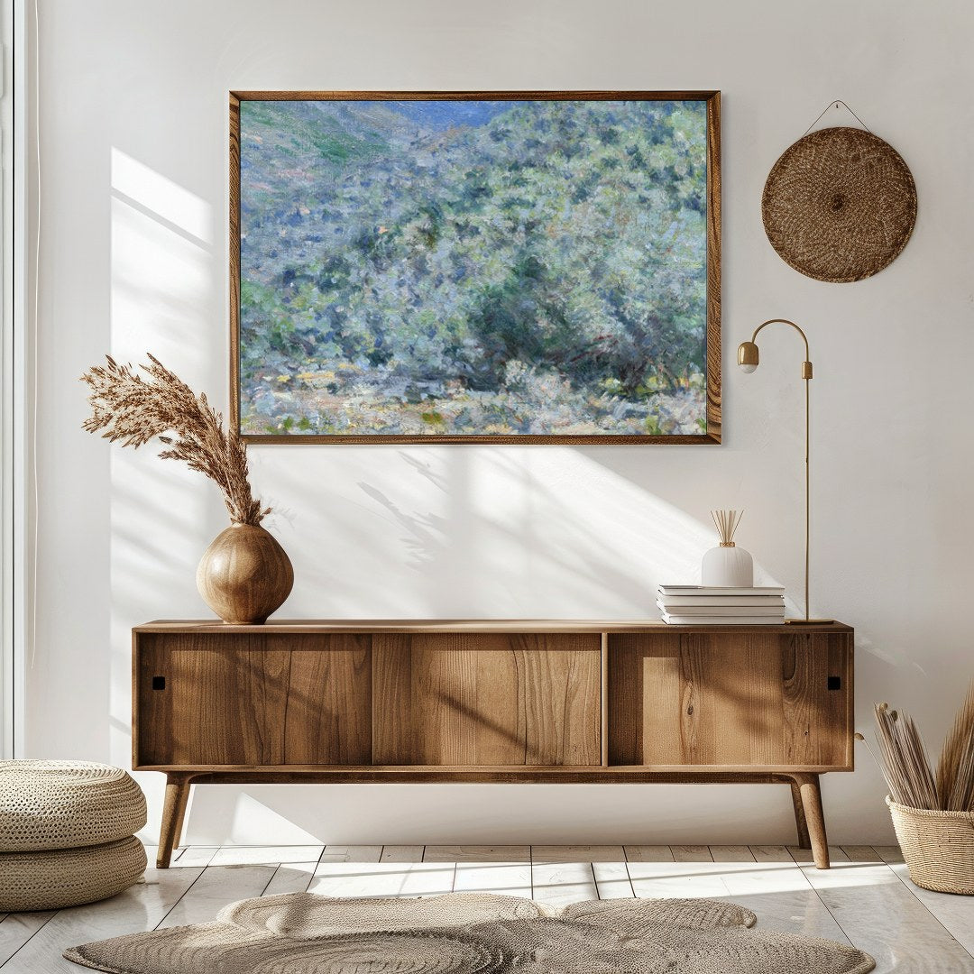 Immerse yourself in the tranquil beauty of this mountain landscape, expertly capturing the essence for Sitting Area