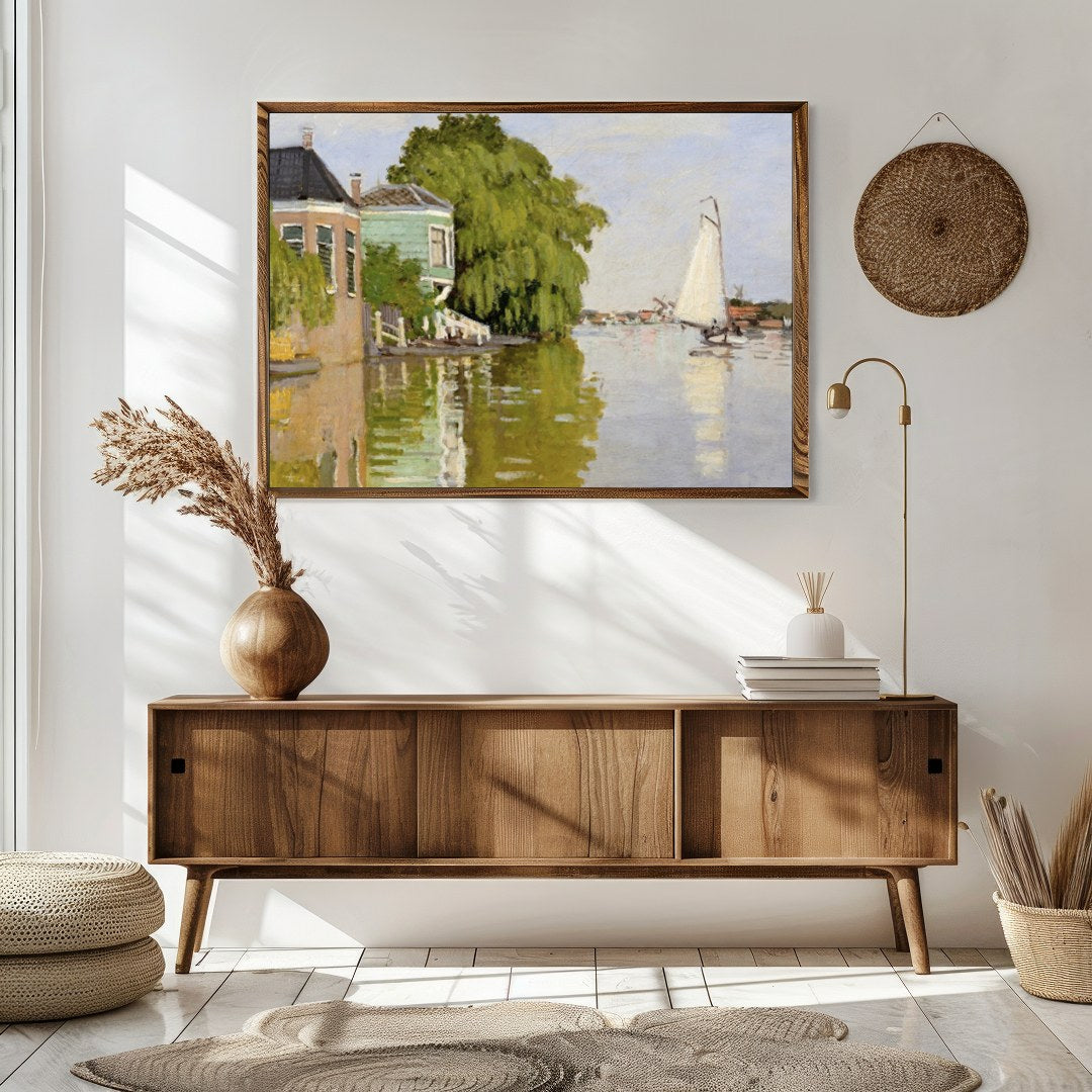 Immerse yourself in tranquility with this exquisite riverside scene, capturing a gentle waterway for Sitting Area