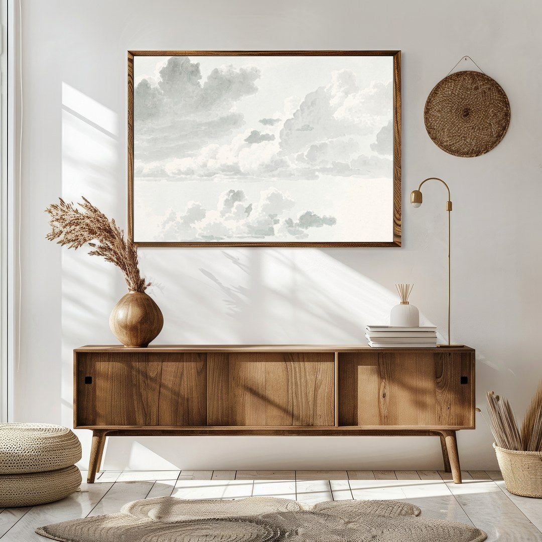 Elevate your space with the 'Serene Sky Sketch,' a soothing wall art piece that captures the for Sitting Area