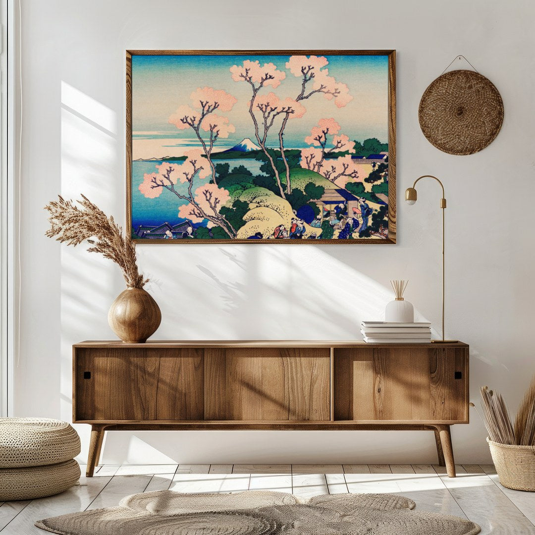 Experience the tranquil beauty of a traditional Japanese scene with this exquisite landscape print. for Sitting Area