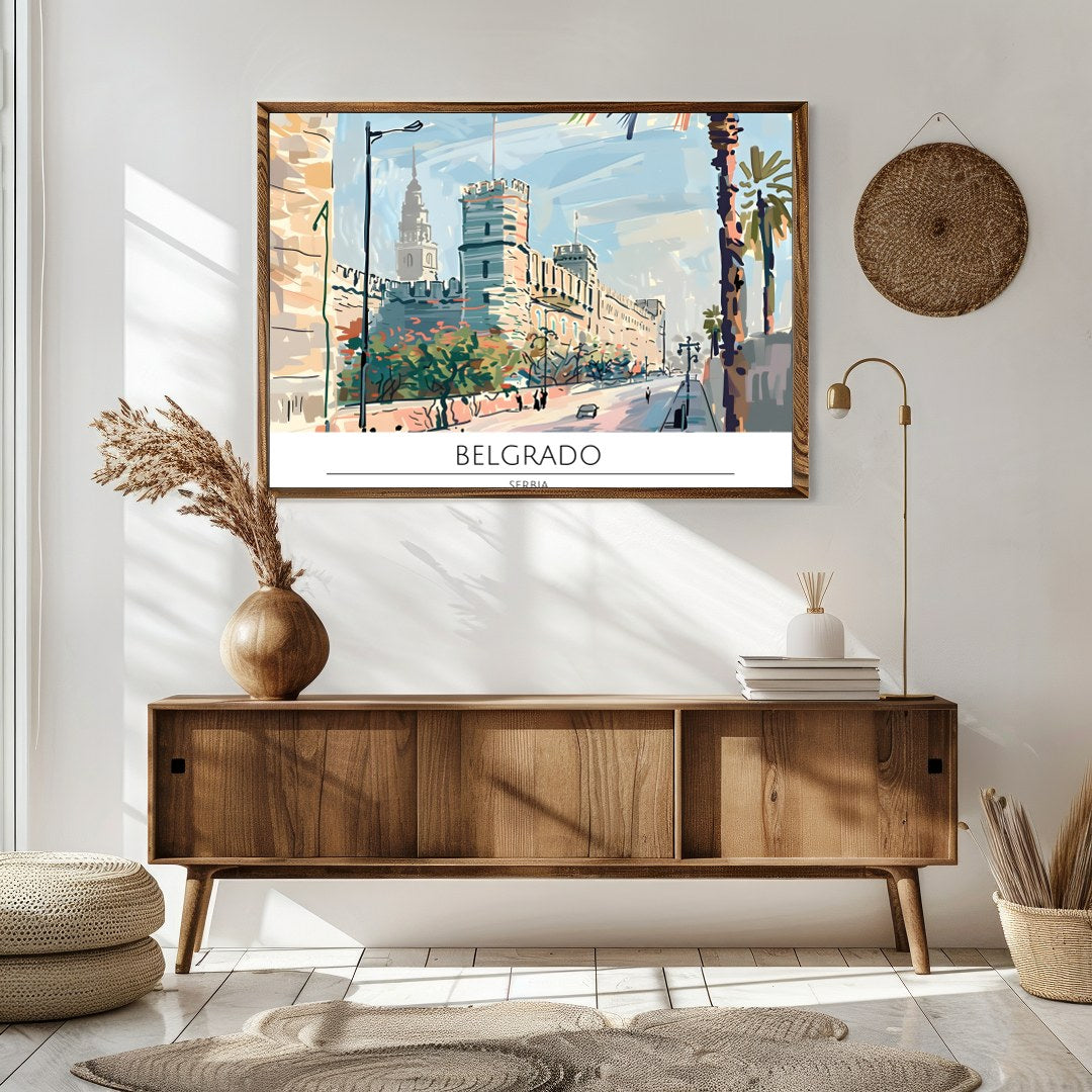 Capture the tranquil beauty of Belgrade's historic streets with this exquisite wall art. The for Sitting Area