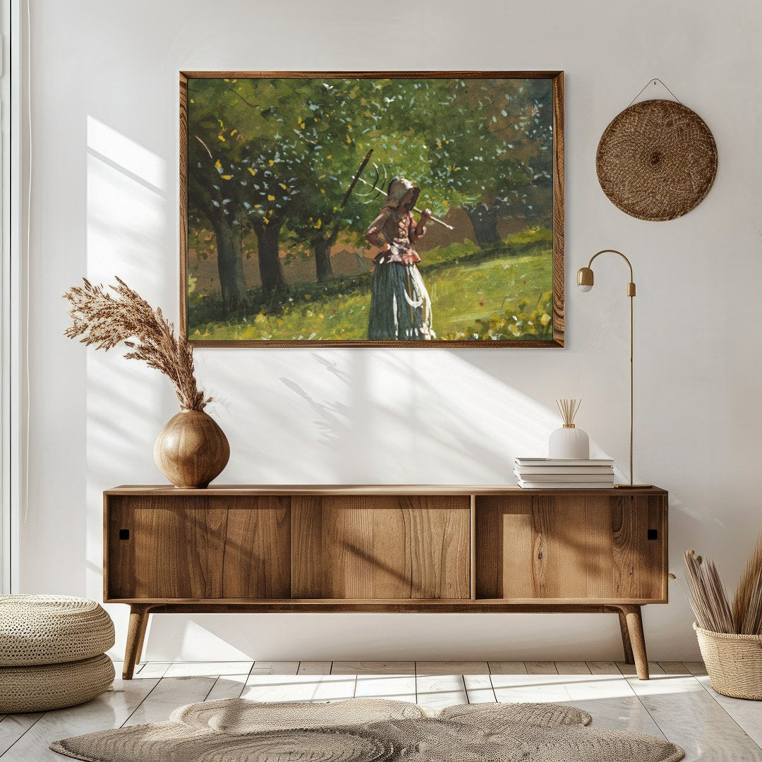 Experience the peaceful allure of 'Serenity in the Orchard,' a captivating watercolor painting that for Sitting Area