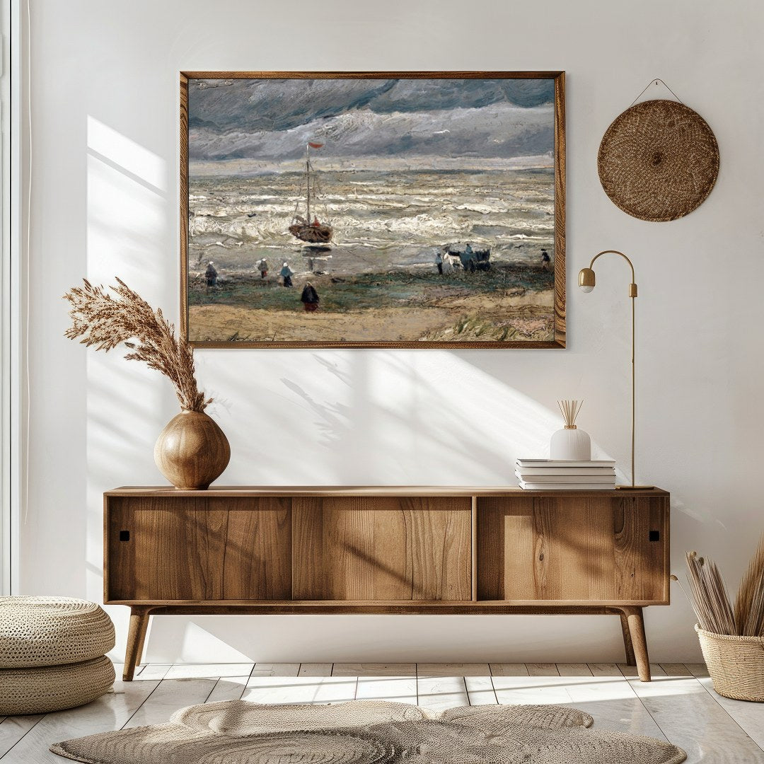 Experience the raw beauty of nature with this evocative artwork depicting a dramatic coastal scene. for Sitting Area