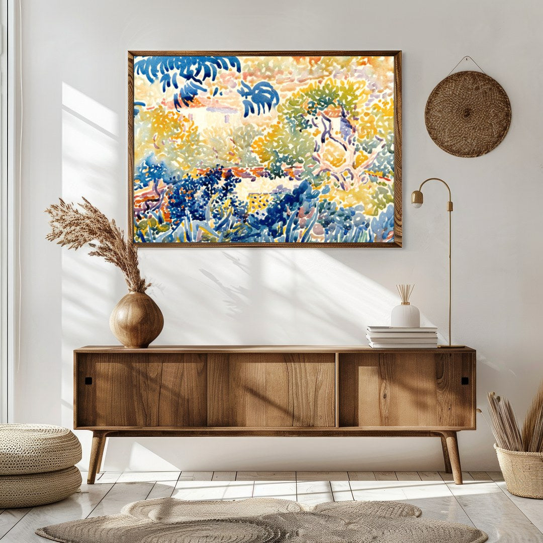 Experience the vibrant beauty of a sunlit garden with this impressionist masterpiece. The artwork's for Sitting Area