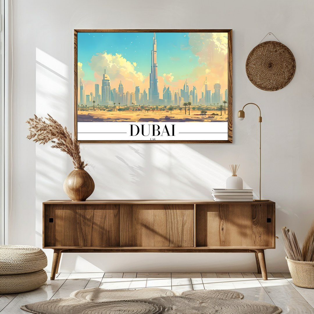 Experience the breathtaking beauty of Dubai with this stunning wall art. The vivid portrayal of the for Sitting Area