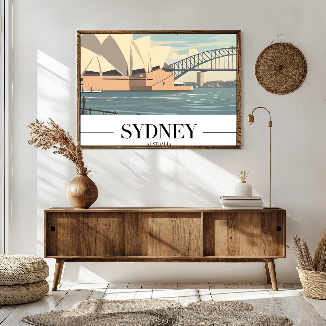 Capture the iconic beauty of Sydney with this stunning artwork featuring the Opera House and for Sitting Area