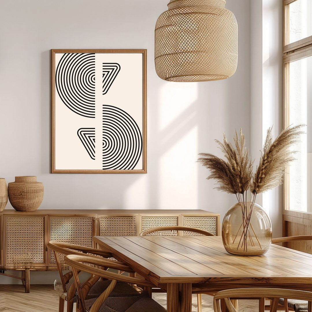 Experience the serene allure of geometric minimalism with this captivating wall art. Featuring for Extra Kitchen