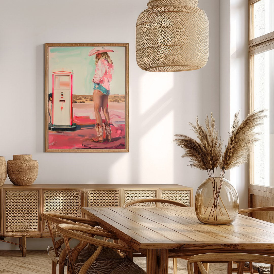 Step into a world of juxtaposition with 'The Desert Cowboy: Neon Dreams.' This artwork captures a for Extra Kitchen