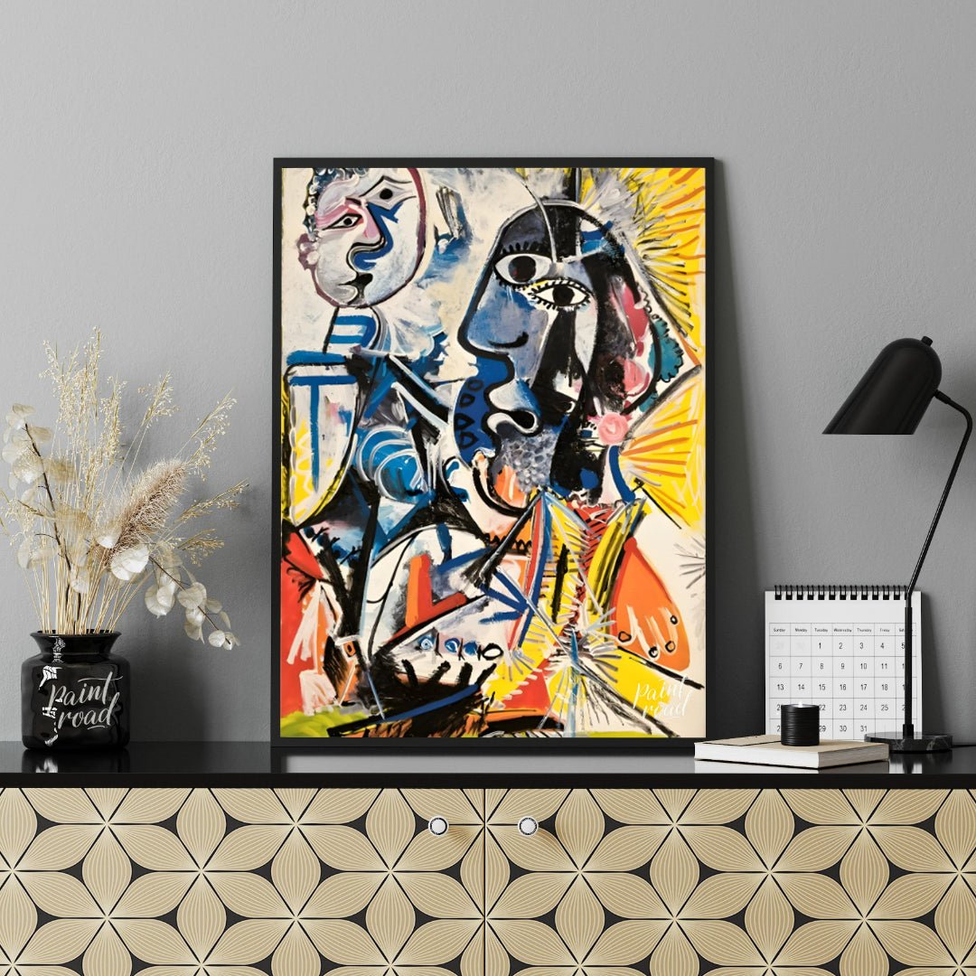 This striking painting by Pablo Picasso, often referred to as a “Musketeer” piece, exemplifies his … for office