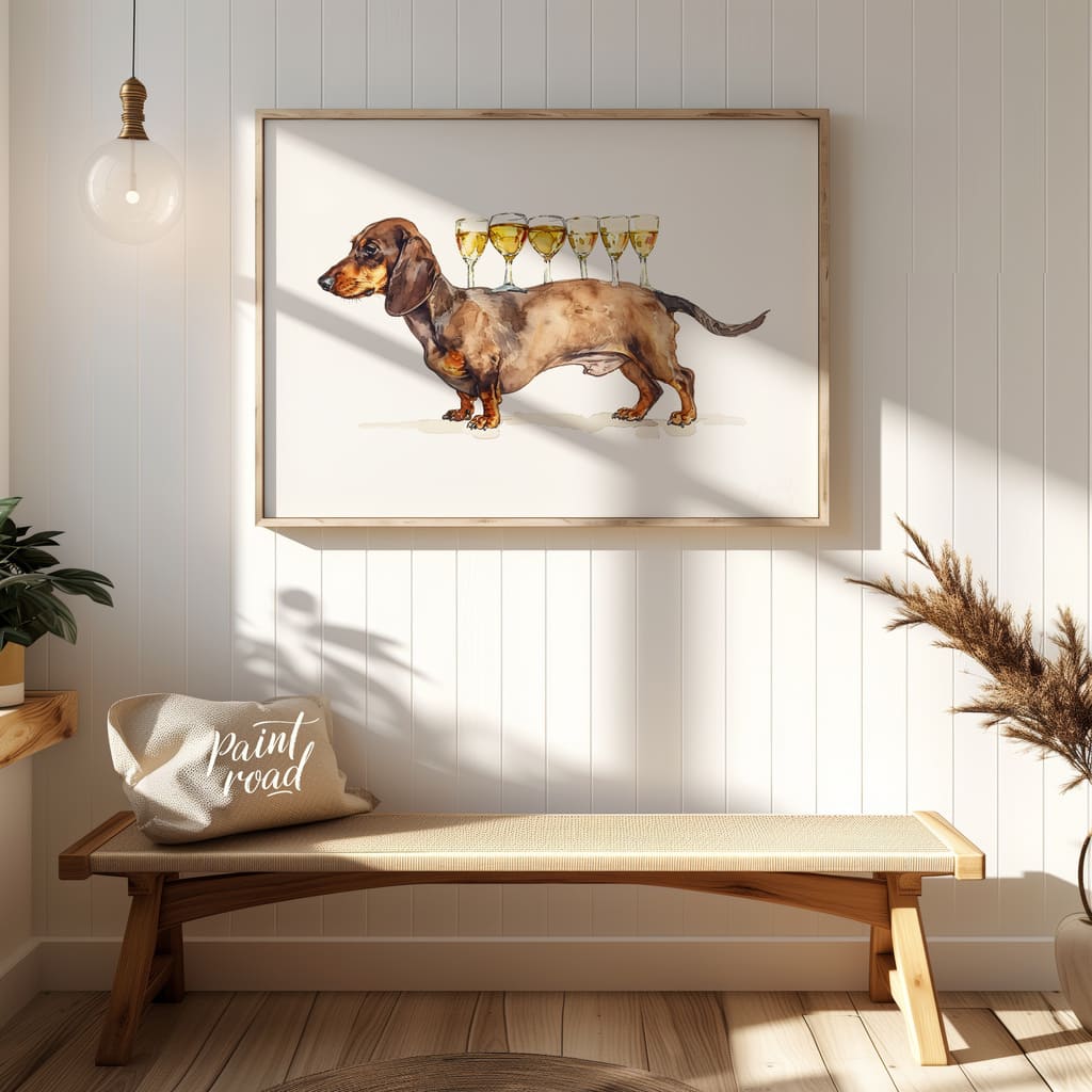 The Wine Carrier Painting available online at Paint Road for only The Wine Carrier showing back balance and canine