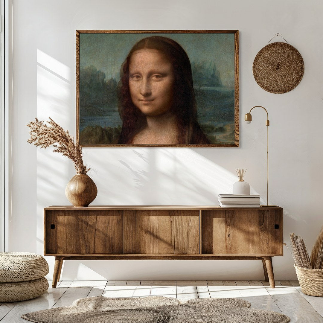 This iconic portrait captures the essence of mystery and grace with its seamless blend of soft hues for Sitting Area