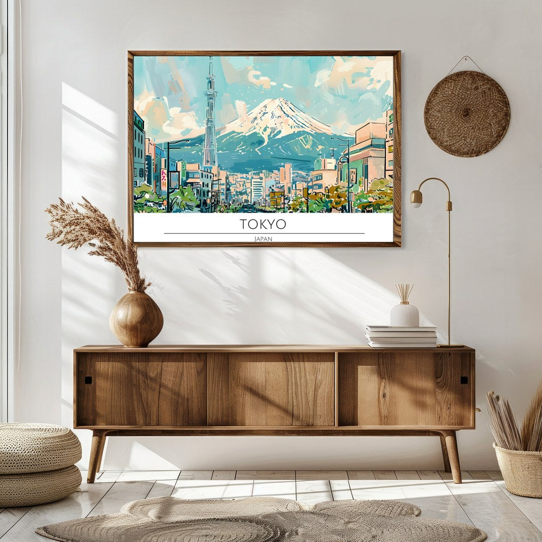 Experience the tranquil beauty of Tokyo with this stunning wall art featuring a vibrant cityscape for Sitting Area