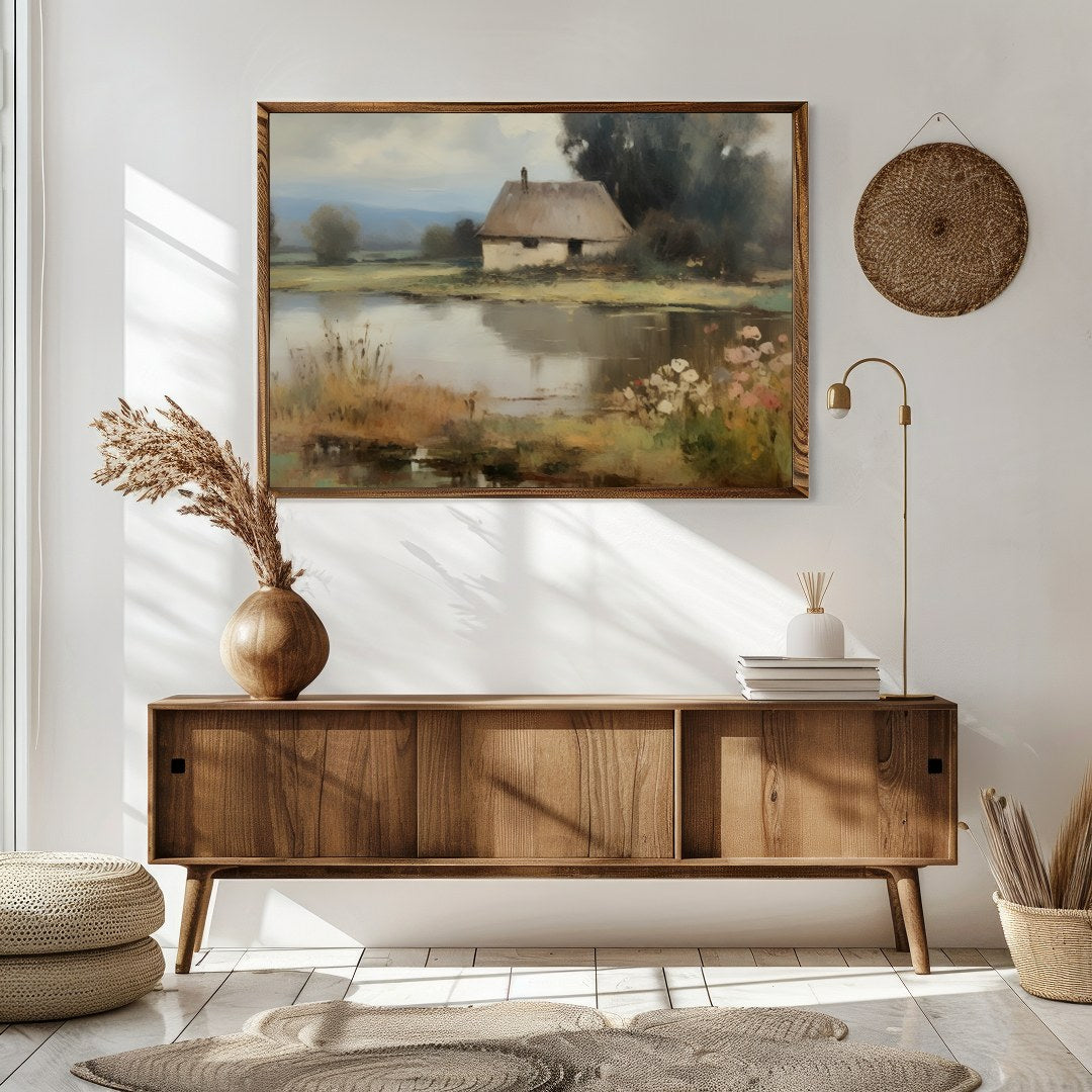 Capture the essence of serene countryside living with this tranquil lakeside scene. The artwork for Sitting Area