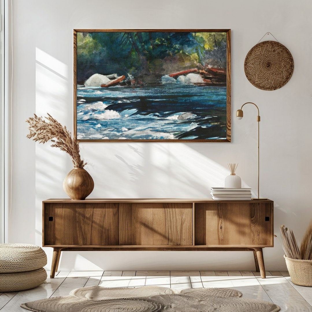 Immerse yourself in the serene beauty of nature with this stunning abstract depiction of a river for Sitting Area