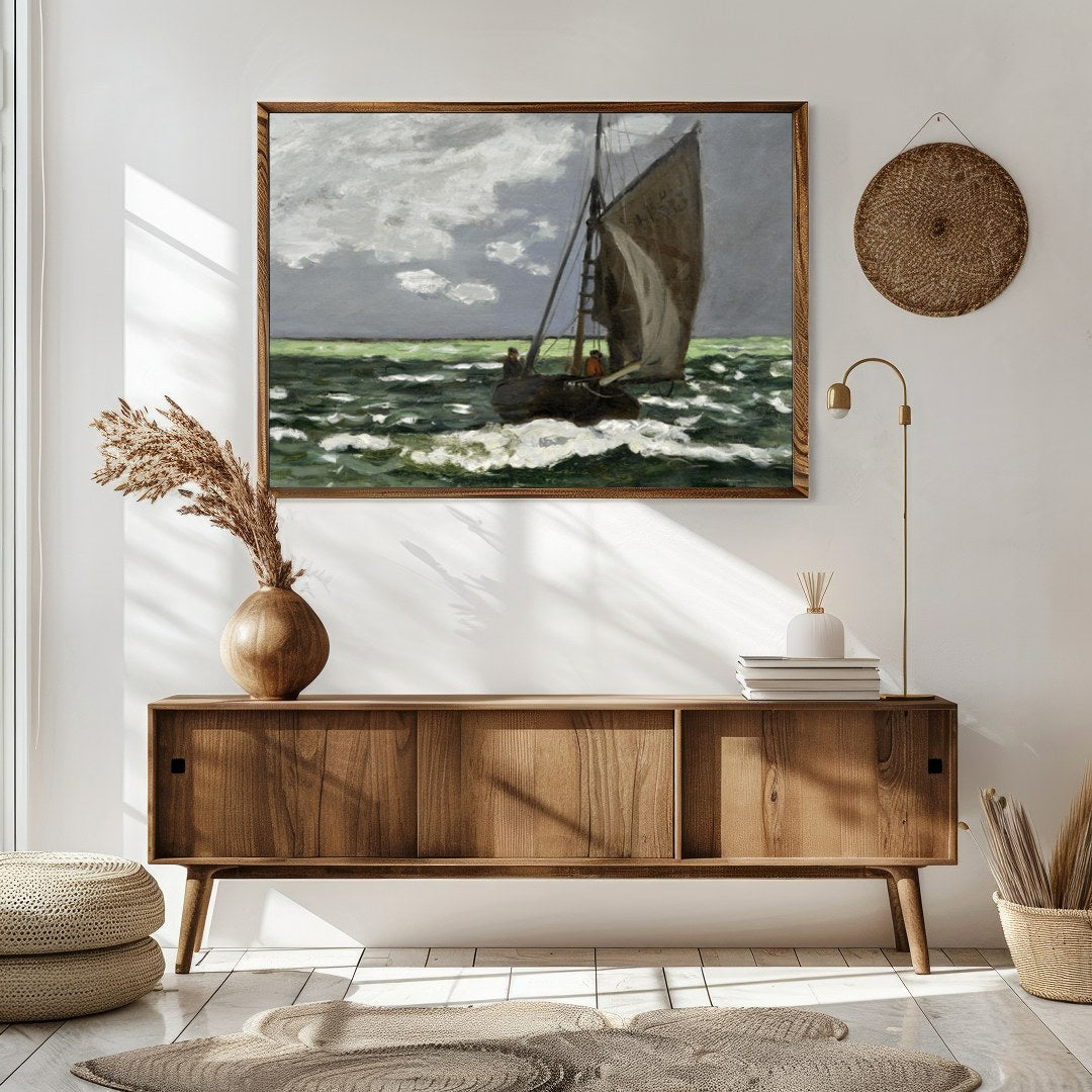Capture the essence of serene exploration with this captivating seascape, showcasing a solitary for Sitting Area