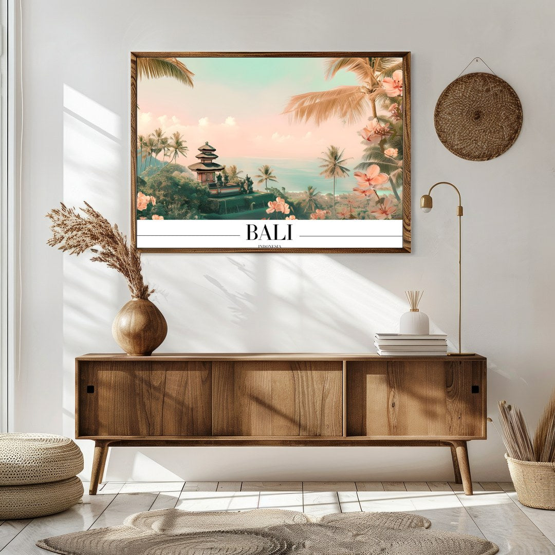 Immerse yourself in the serene beauty of Bali with this stunning wall art, showcasing tropical for Sitting Area