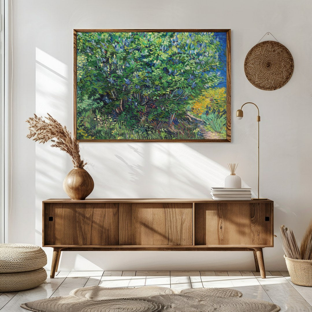 Immerse yourself in the lush beauty of a vibrant spring landscape. This artwork captures the for Sitting Area