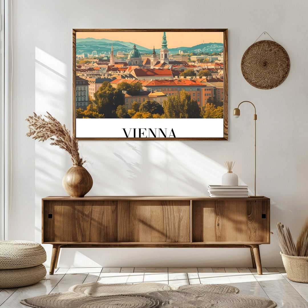 Immerse yourself in the tranquil beauty of Vienna's skyline with this elegant wall art piece. for Sitting Area
