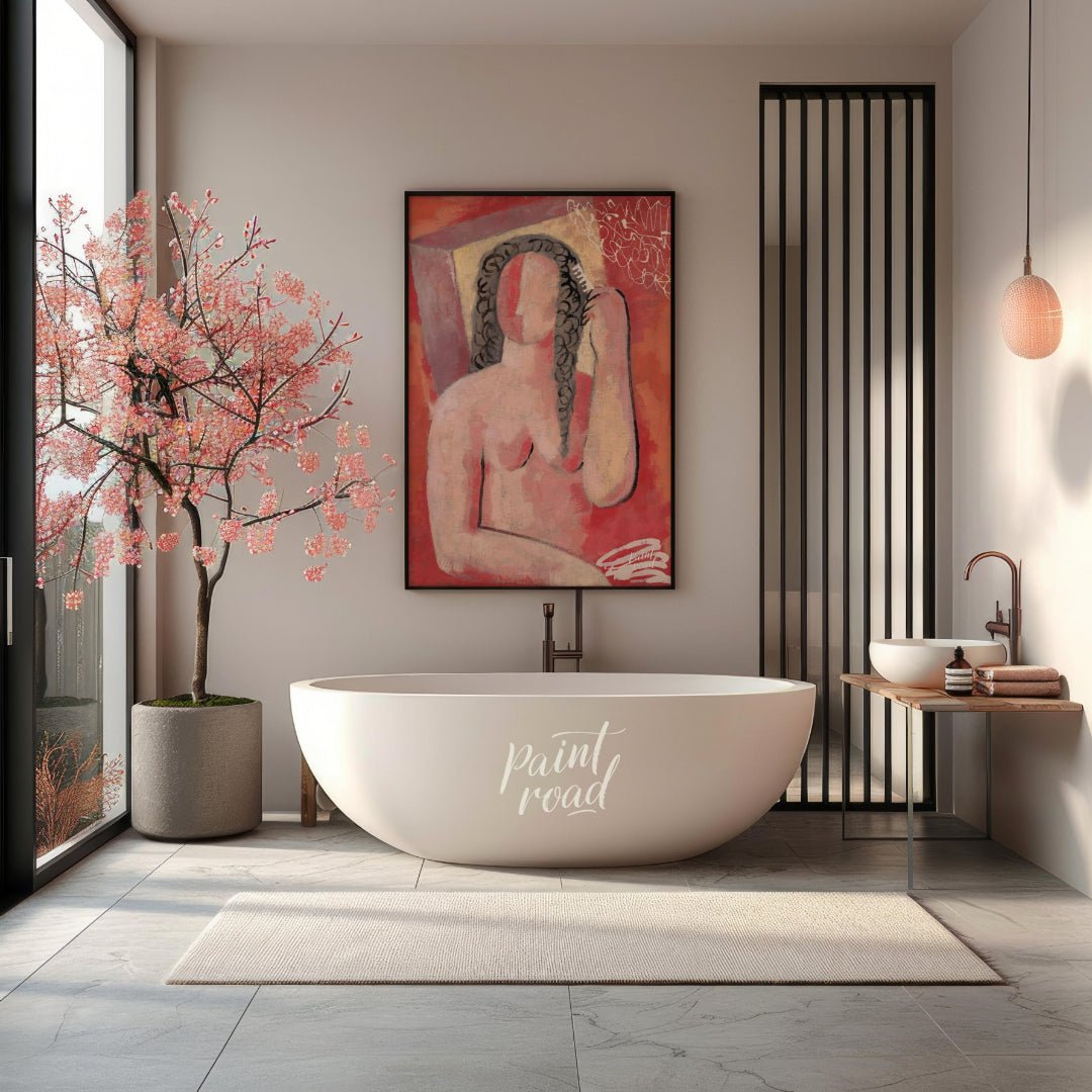 Woman Combing Hair Painting available online at Paintroad showing art history artistic and bathroom