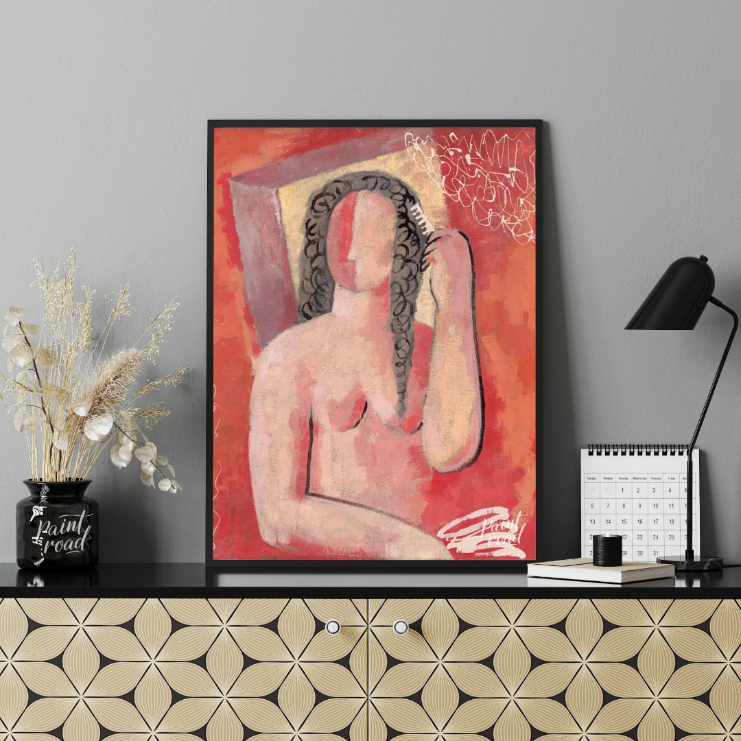 Woman Combing Hair Painting available online at Paintroad showing art history artistic and bathroom