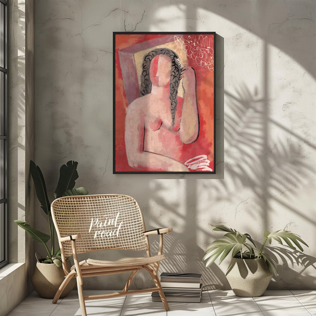 Woman Combing Hair Painting available online at Paintroad showing art history artistic and bathroom