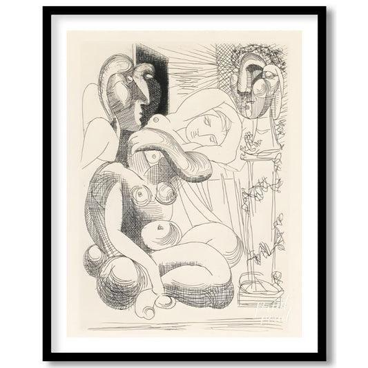 Picasso Etching: Figures and Bust