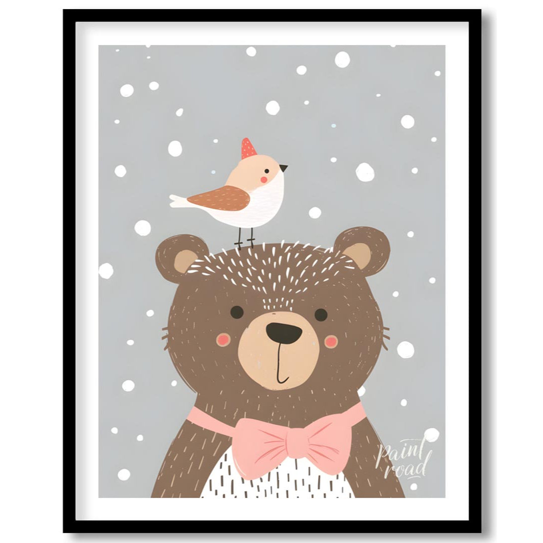Bear and Bird in Snow