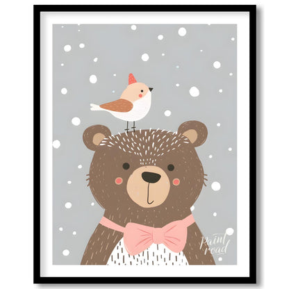 Bear and Bird in Snow