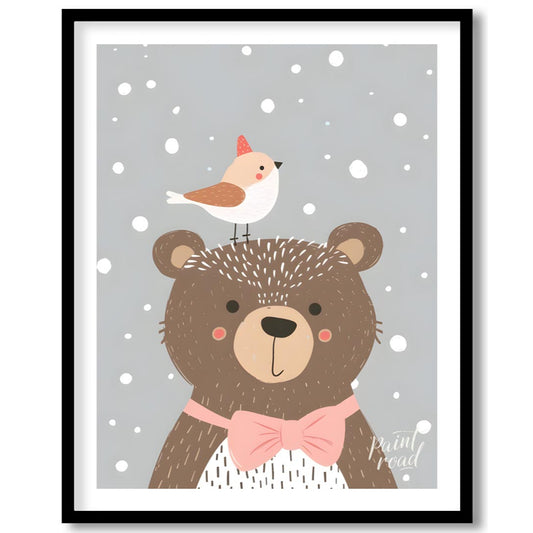 Bear and Bird in Snow