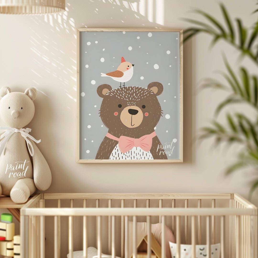 Bear and Bird in Snow