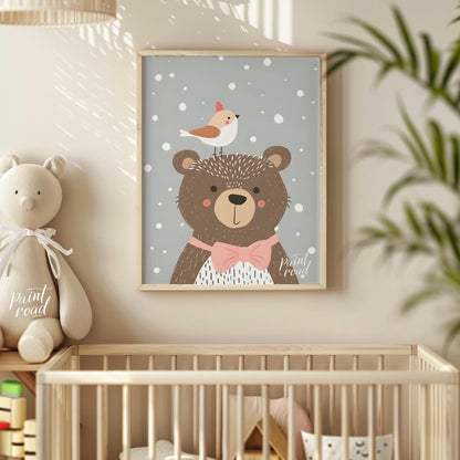 Bear and Bird in Snow