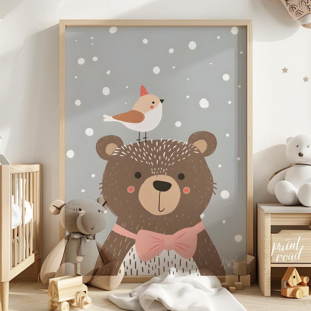 Bear and Bird in Snow