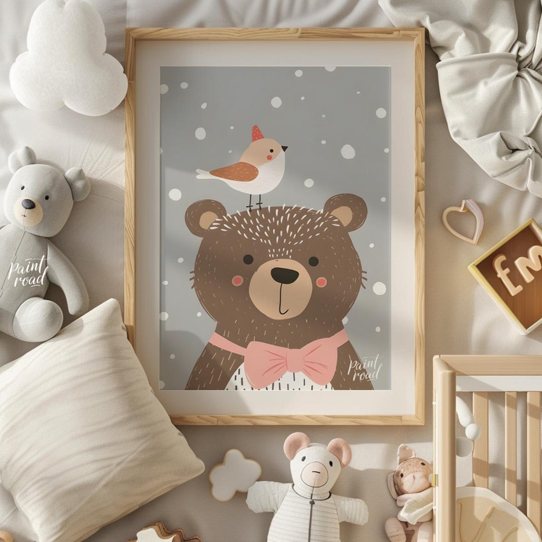 Bear and Bird in Snow