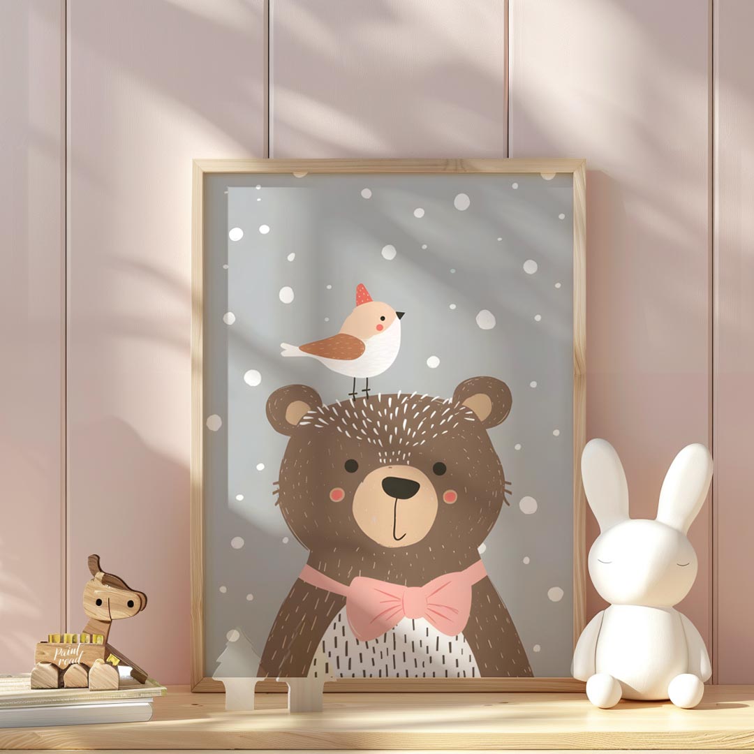 Bear and Bird in Snow