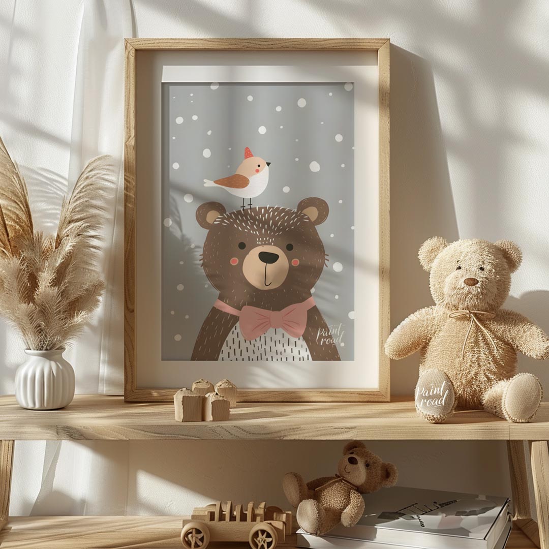 Bear and Bird in Snow
