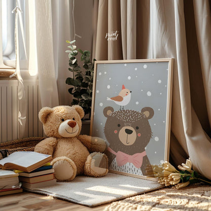 Bear and Bird in Snow