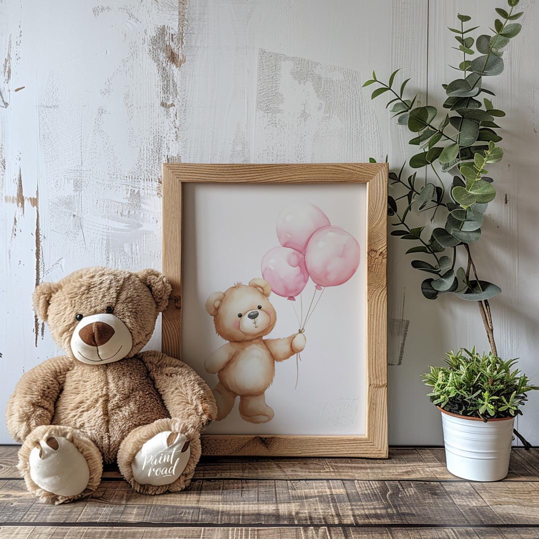 Teddy with Pink Balloons