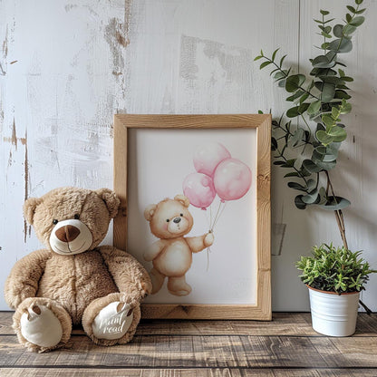 Teddy with Pink Balloons