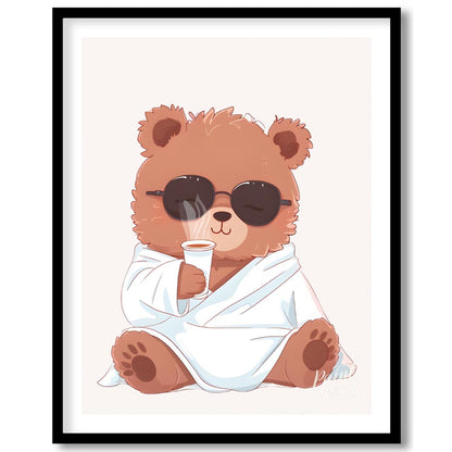 Cozy Bear Morning Painting buy online at Paintroad showing animal art print and bear