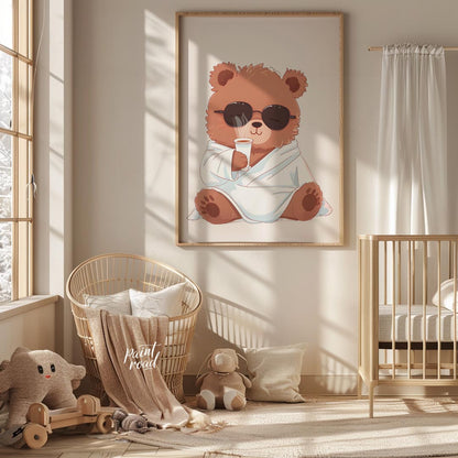 Cozy Bear Morning Painting buy online at Paintroad showing animal art print and bear