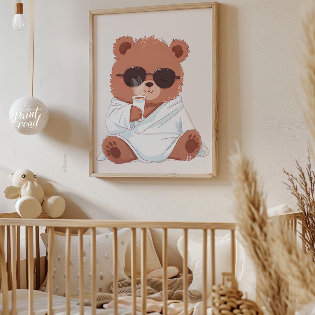Cozy Bear Morning Painting buy online at Paintroad showing animal art print and bear
