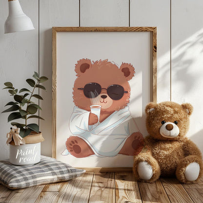 Cozy Bear Morning Painting buy online at Paintroad showing animal art print and bear