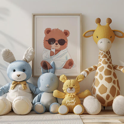 Cozy Bear Morning Painting buy online at Paintroad showing animal art print and bear
