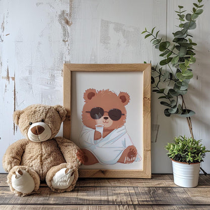 Cozy Bear Morning Painting buy online at Paintroad showing animal art print and bear
