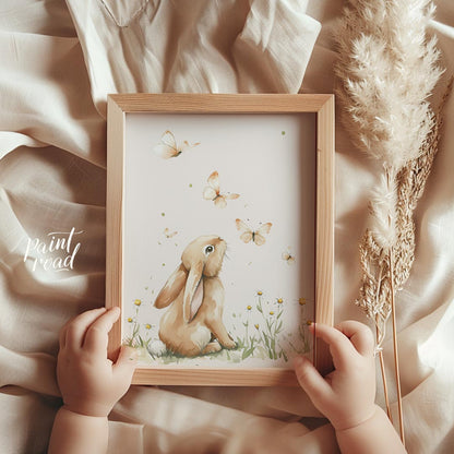 Curious Bunny and Butterflies
