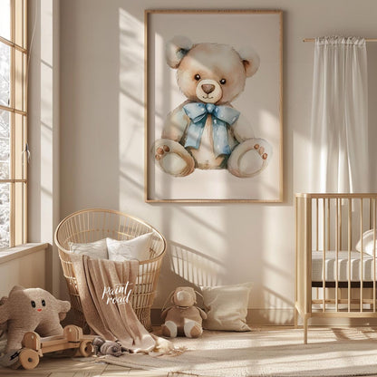 Blue Bow Teddy Bear