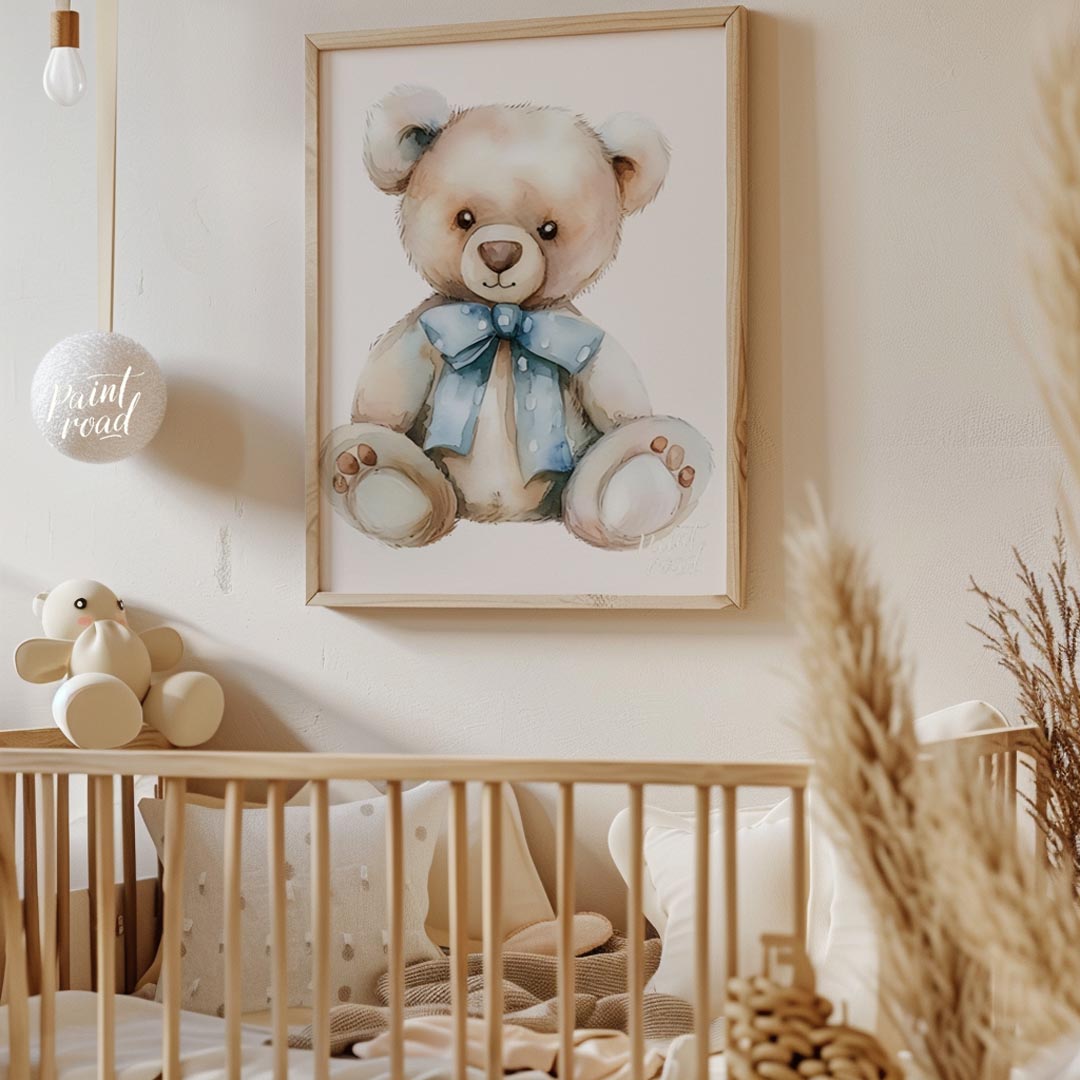Blue Bow Teddy Bear